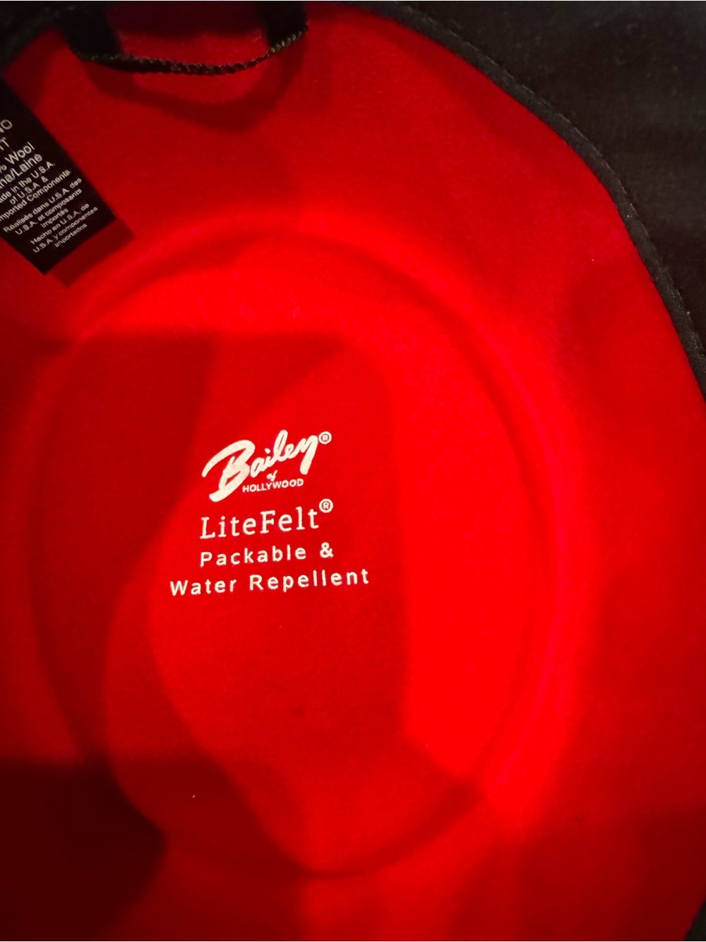 Red Wool Felt Pork Pie Hat with Black Band - Picture 6 of 9